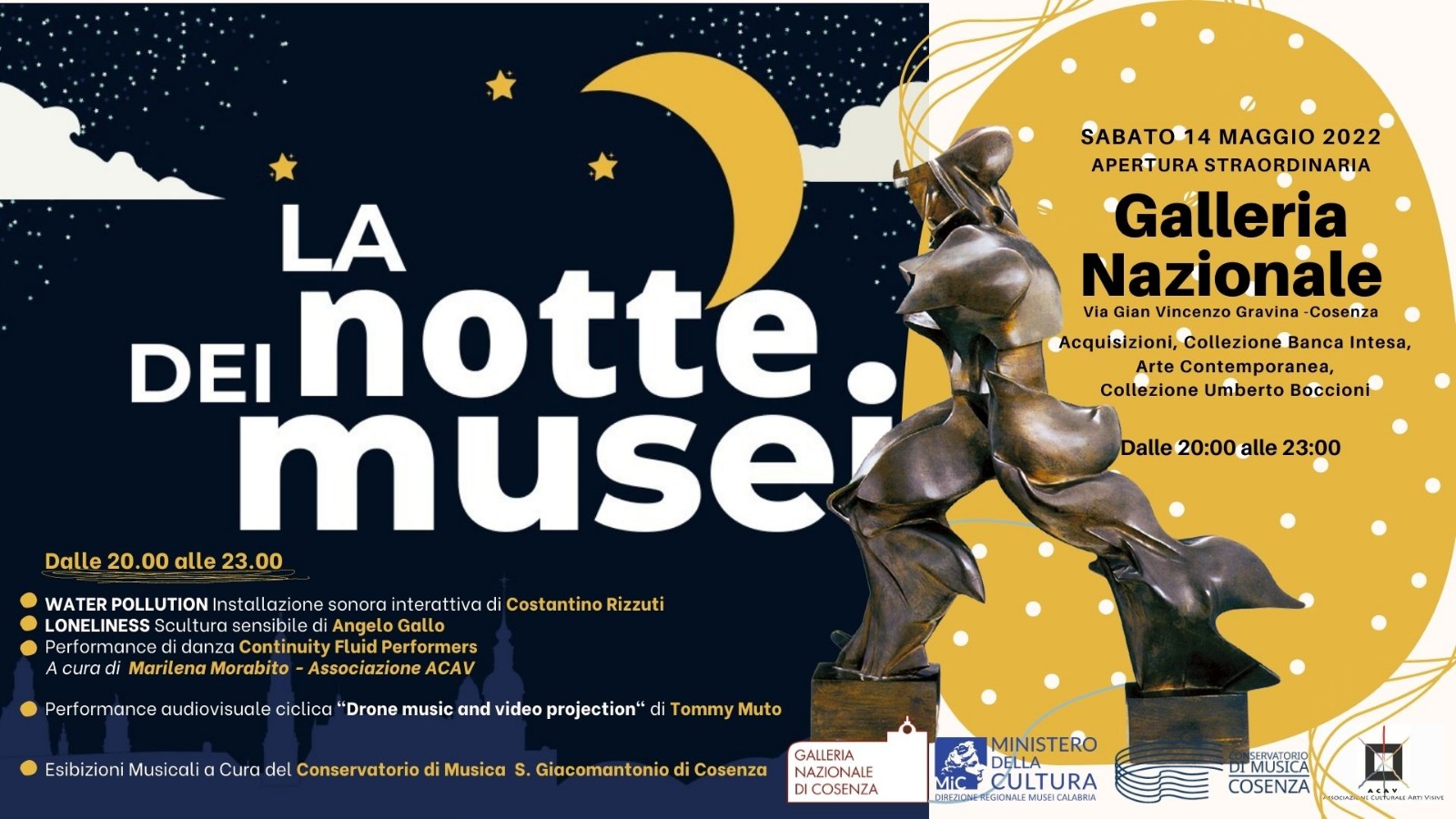 Notte Europea dei Musei 2022 - La Galleria nazionale di Cosenza tra "Percorsi d'arte e contaminazioni sonore"